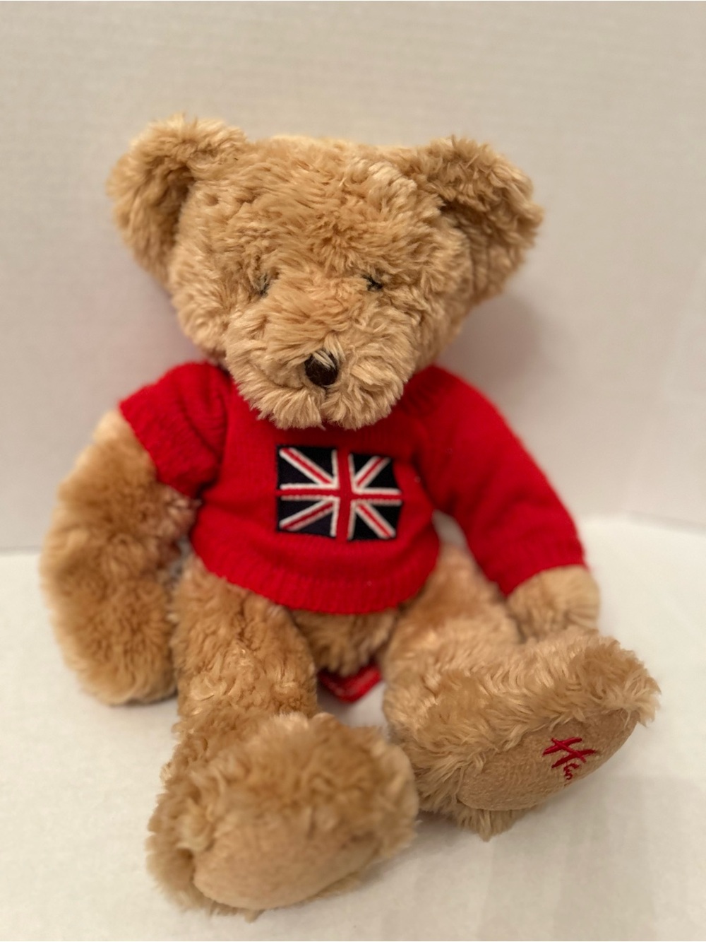 Hamleys collection Brown Plush Teddy Bear with Red Union Jack Sweater